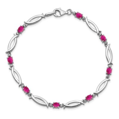 ct. t.w. Composite Ruby and 0.01 ct. t.w. Diamond Bracelet in Rhodium-plated Sterling Silver