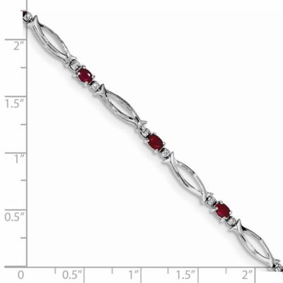 ct. t.w. Composite Ruby and 0.01 ct. t.w. Diamond Bracelet in Rhodium-plated Sterling Silver