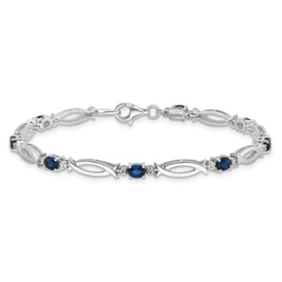 1.81 ct. t.w. Sapphire and 0.01 ct. t.w. Diamond Bracelet in Rhodium-plated Sterling Silver