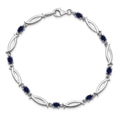 1.81 ct. t.w. Sapphire and 0.01 ct. t.w. Diamond Bracelet in Rhodium-plated Sterling Silver