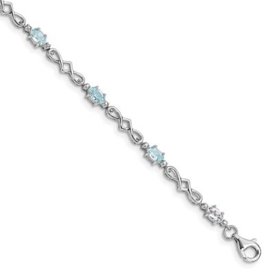 Belk & Co 2.24 ct. t.w. Aquamarine and Diamond Accent Bracelet in Rhodium-plated Sterling Silver, 7 in