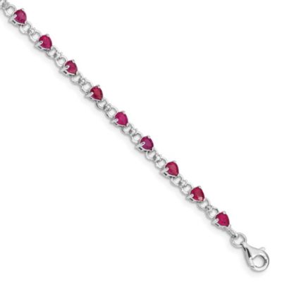 3.45 ct. t.w. Composite Ruby and 0.02 ct. t.w. Diamond Bracelet in Rhodium-plated Sterling Silver