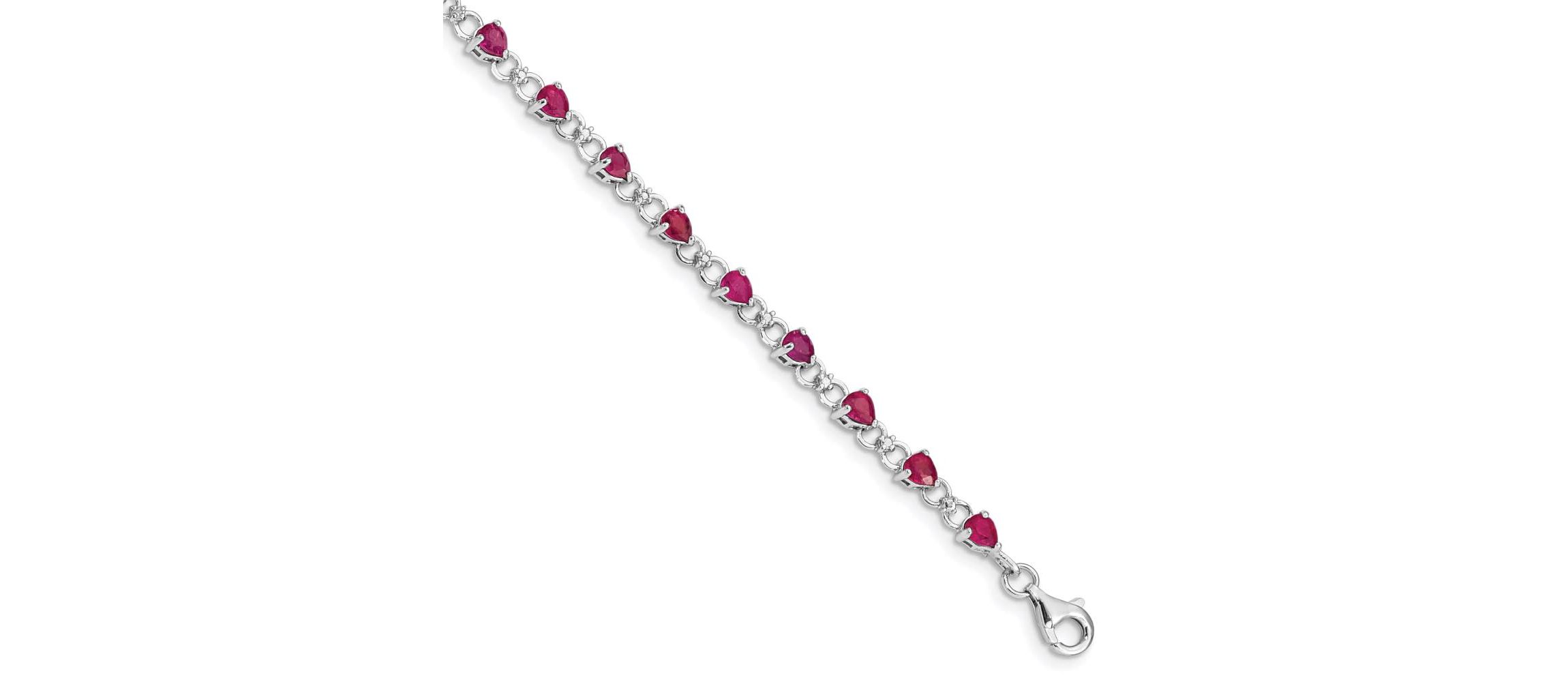 3.45 ct. t.w. Composite Ruby and 0.02 ct. t.w. Diamond Bracelet in Rhodium-plated Sterling Silver