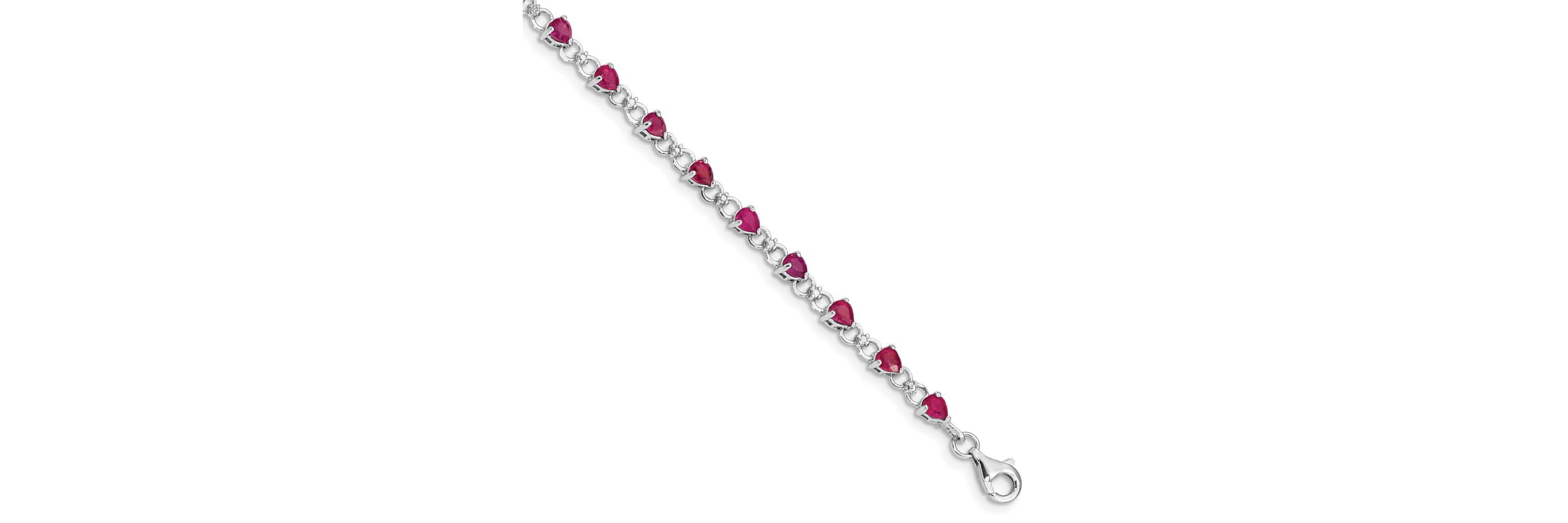 3.45 ct. t.w. Composite Ruby and 0.02 ct. t.w. Diamond Bracelet in Rhodium-plated Sterling Silver