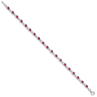 3.45 ct. t.w. Composite Ruby and 0.02 ct. t.w. Diamond Bracelet in Rhodium-plated Sterling Silver