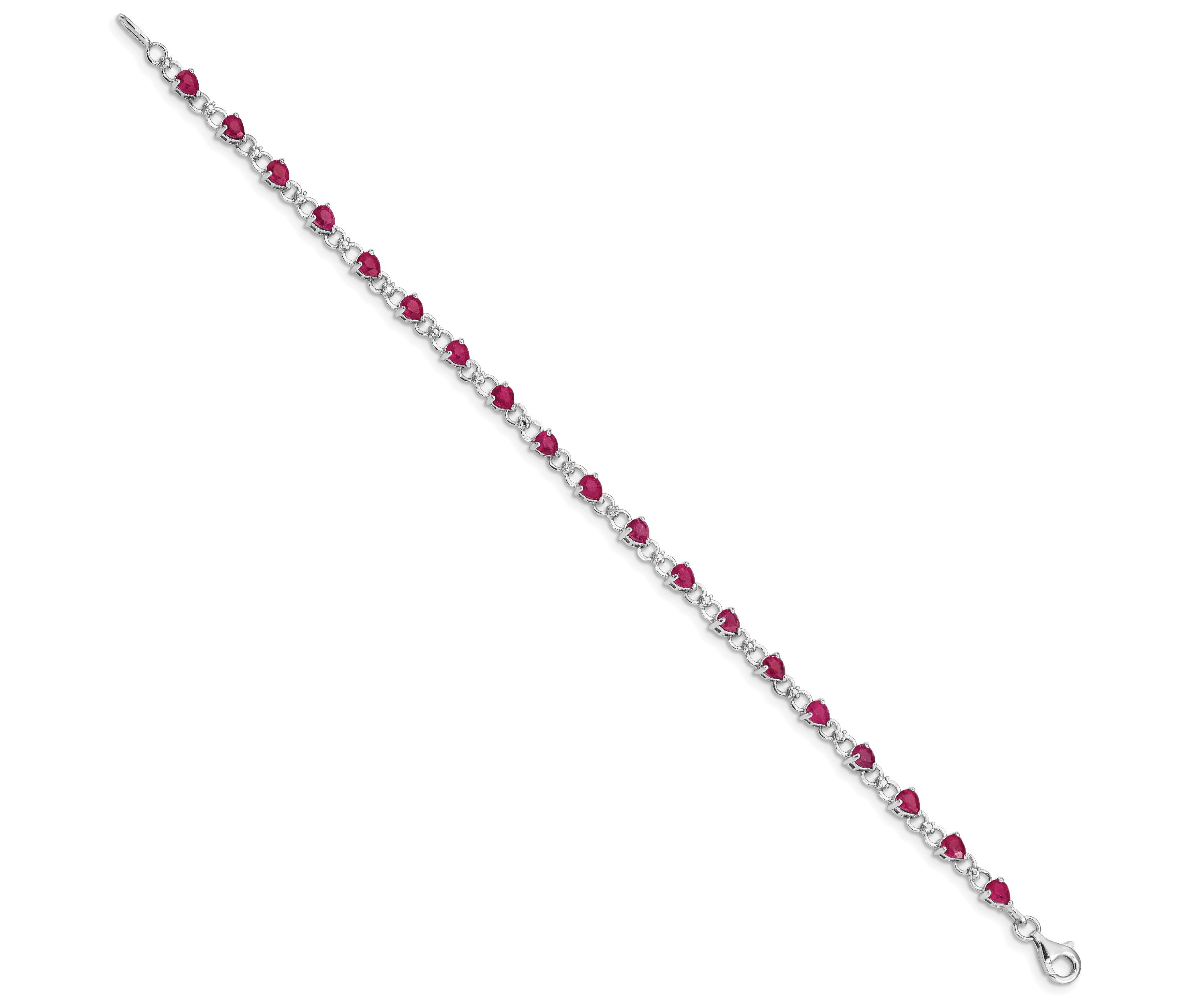 3.45 ct. t.w. Composite Ruby and 0.02 ct. t.w. Diamond Bracelet in Rhodium-plated Sterling Silver