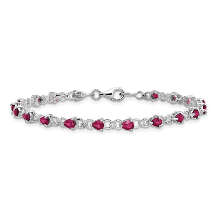 3.45 ct. t.w. Composite Ruby and 0.02 ct. t.w. Diamond Bracelet in Rhodium-plated Sterling Silver