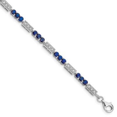 3.645 ct. t.w. Sapphire and 0.02 ct. t.w. Diamond Bracelet in Rhodium-plated Sterling Silver