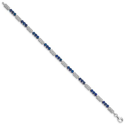 3.645 ct. t.w. Sapphire and 0.02 ct. t.w. Diamond Bracelet in Rhodium-plated Sterling Silver