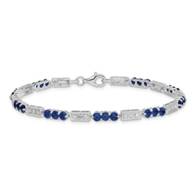 3.645 ct. t.w. Sapphire and 0.02 ct. t.w. Diamond Bracelet in Rhodium-plated Sterling Silver