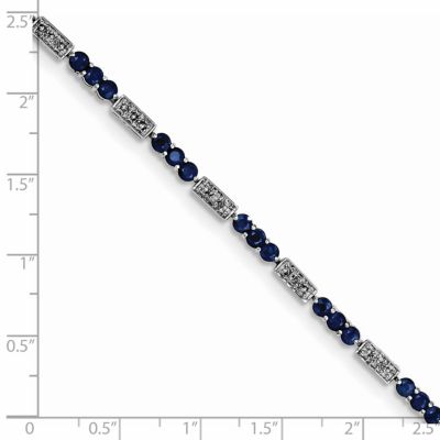 3.645 ct. t.w. Sapphire and 0.02 ct. t.w. Diamond Bracelet in Rhodium-plated Sterling Silver