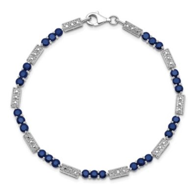 3.645 ct. t.w. Sapphire and 0.02 ct. t.w. Diamond Bracelet in Rhodium-plated Sterling Silver