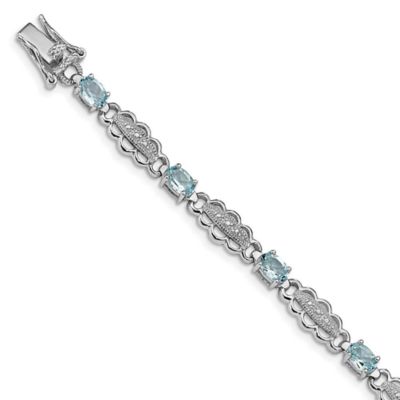 Belk & Co 4.4 ct. t.w. Aquamarine and Diamond Accent Bracelet in Rhodium-plated Sterling Silver, 7 in