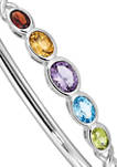 1 ct. t.w. Amethyst, 3/4 ct. t.w. Swiss Blue Topaz, 5/8 ct. t.w. Citrine, 1/2 ct. t.w. Garnet and 3/8 ct. t.w. Peridot Bangle Bracelet in Rhodium-Plated Sterling Silver