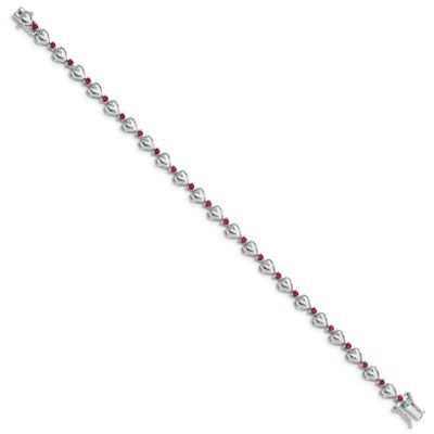 1.10 ct. t.w. Ruby Heart Bracelet in Rhodium-plated Sterling Silver