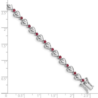 1.10 ct. t.w. Ruby Heart Bracelet in Rhodium-plated Sterling Silver