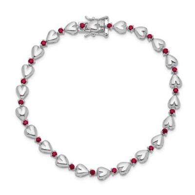 1.10 ct. t.w. Ruby Heart Bracelet in Rhodium-plated Sterling Silver