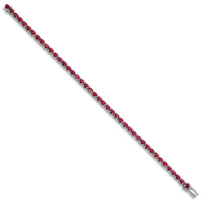 6.51 ct. t.w. Oval Ruby 7.5-inch Bracelet in Rhodium-plated Sterling Silver