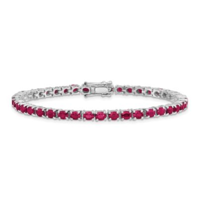 6.51 ct. t.w. Oval Ruby 7.5-inch Bracelet in Rhodium-plated Sterling Silver