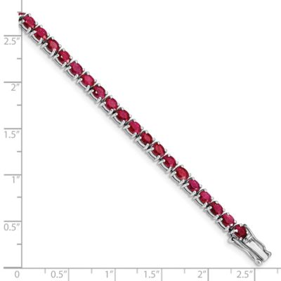 6.51 ct. t.w. Oval Ruby 7.5-inch Bracelet in Rhodium-plated Sterling Silver