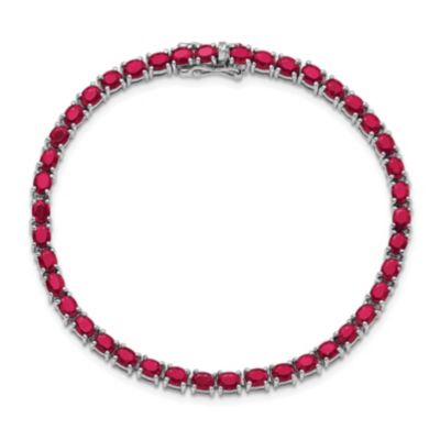 6.51 ct. t.w. Oval Ruby 7.5-inch Bracelet in Rhodium-plated Sterling Silver