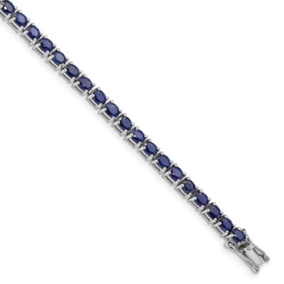 Belk & Co 6.51 ct. t.w. Oval Blue Sapphire 7.5-inch Bracelet in Rhodium-plated Sterling Silver, White