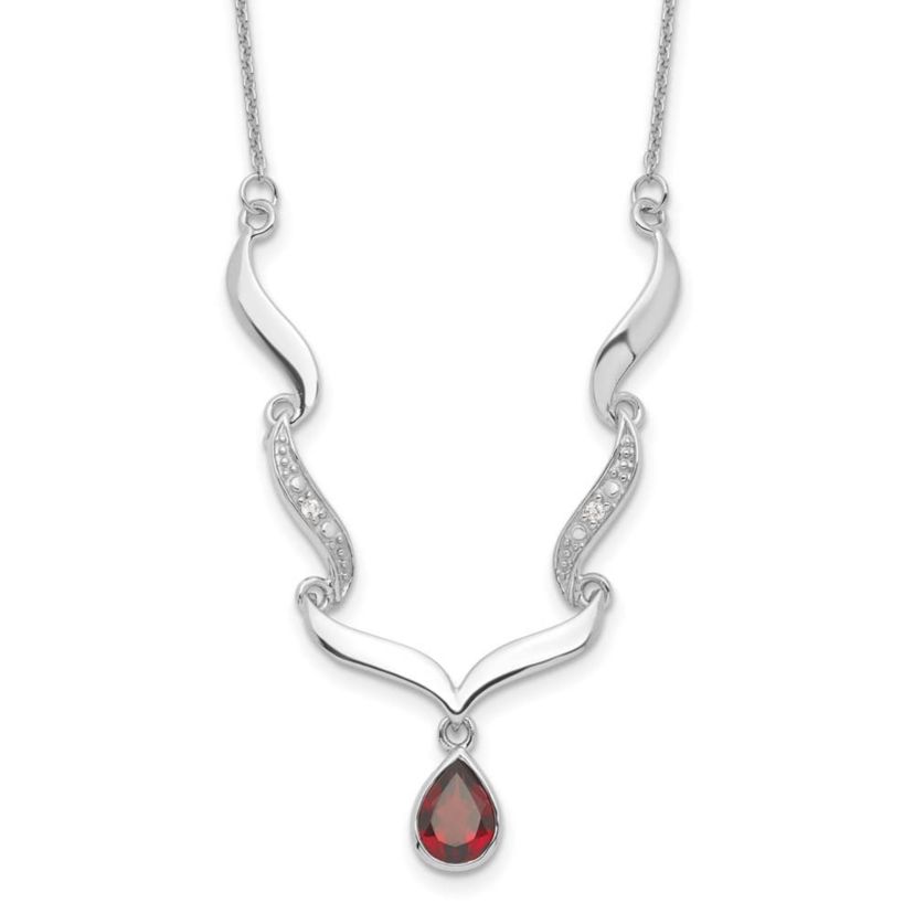 1.3 ct. t.w. Garnet and 0.034 ct. t.w. White Topaz with 2-inch Extender Necklace in Rhodium-plated Sterling Silver