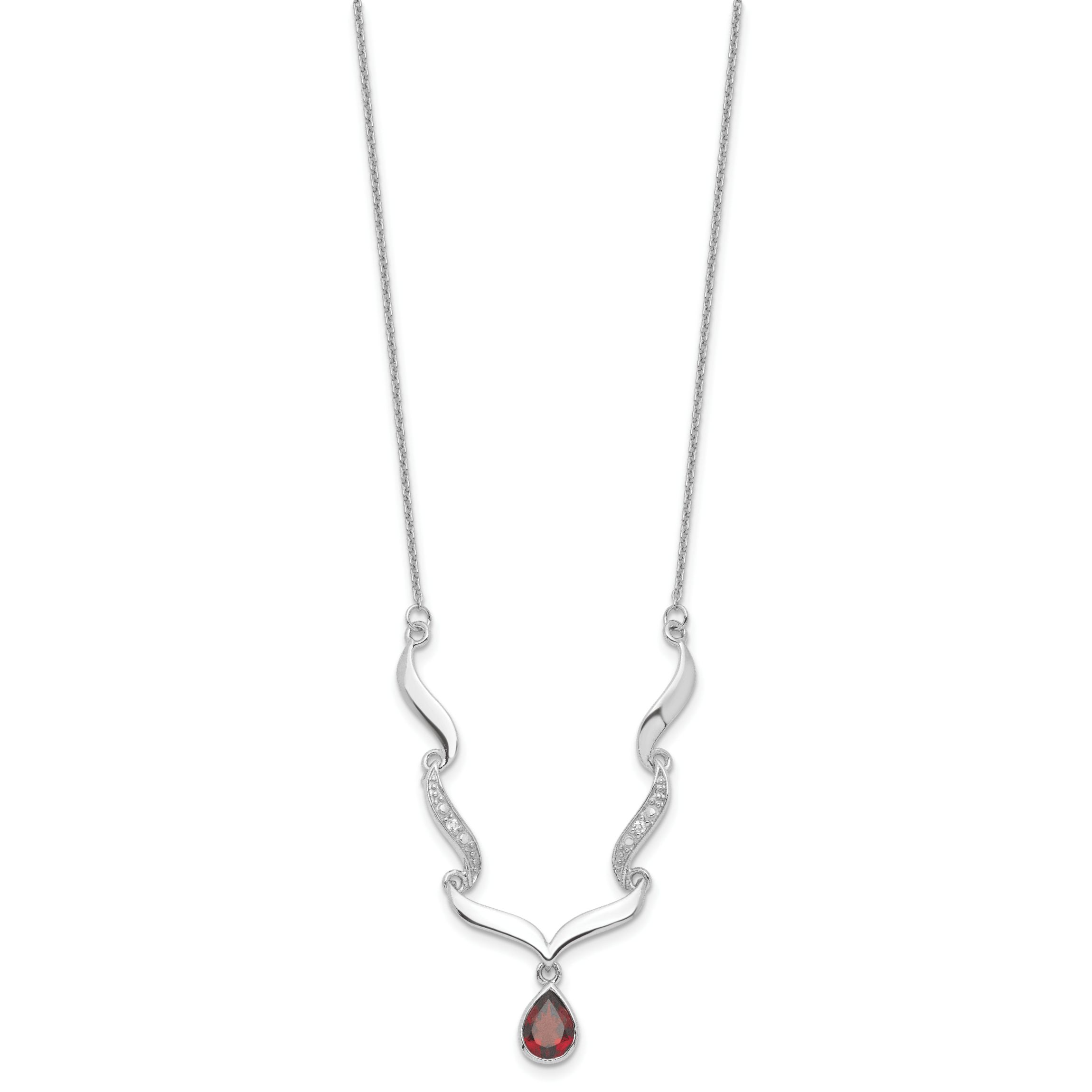 1.3 ct. t.w. Garnet and 0.034 ct. t.w. White Topaz with 2-inch Extender Necklace in Rhodium-plated Sterling Silver