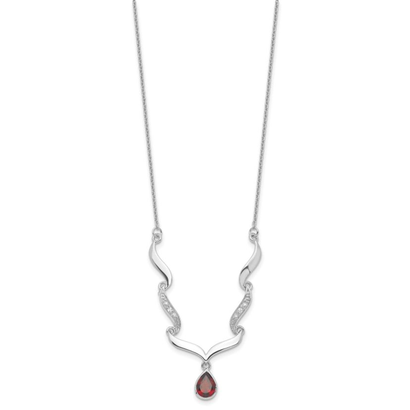 1.3 ct. t.w. Garnet and 0.034 ct. t.w. White Topaz with 2-inch Extender Necklace in Rhodium-plated Sterling Silver