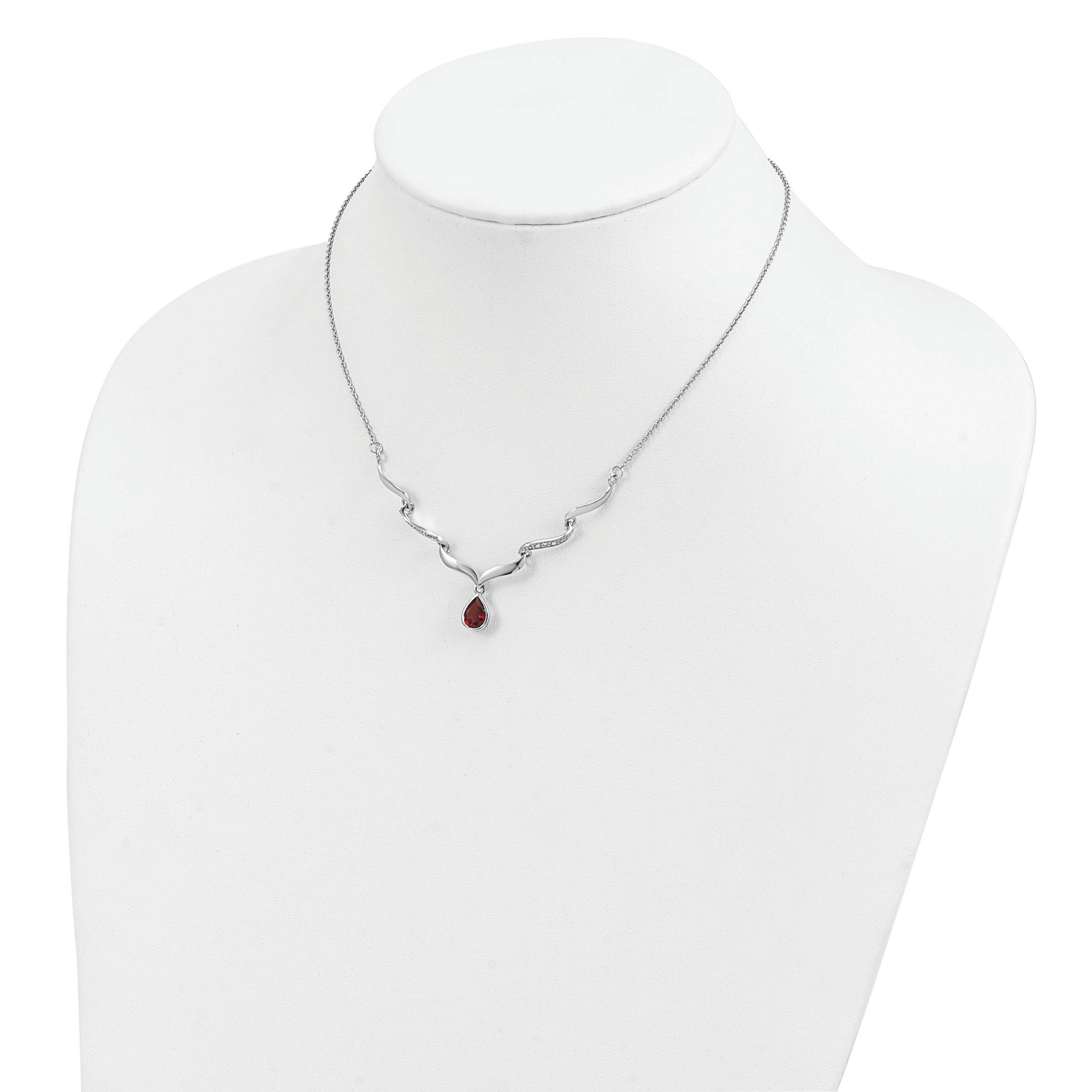 1.3 ct. t.w. Garnet and 0.034 ct. t.w. White Topaz with 2-inch Extender Necklace in Rhodium-plated Sterling Silver