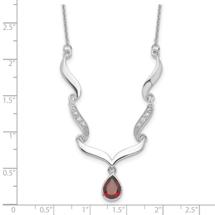1.3 ct. t.w. Garnet and 0.034 ct. t.w. White Topaz with 2-inch Extender Necklace in Rhodium-plated Sterling Silver
