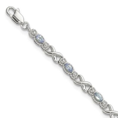 Belk & Co 7/8 ct. t.w. Tanzanite Xs 7.5" Polished Bracelet in Rhodium-plated Sterling Silver, Blue, 7.5 in