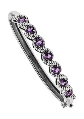 Belk & Co 2.8 Ct. T.w. Amethyst Hinged Bangle In Rhodium-Plated Sterling Silver