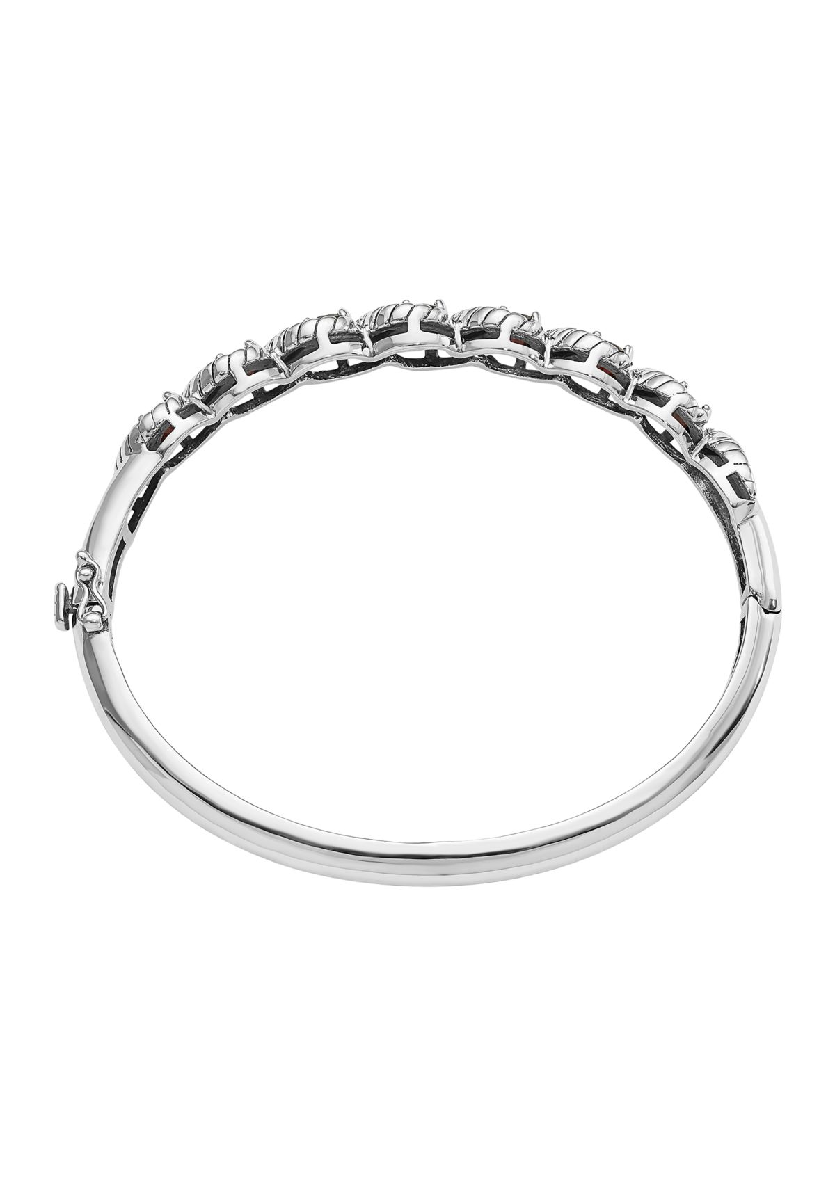 4.2 ct. t.w. Garnet Hinged Bangle in Rhodium-Plated Sterling Silver