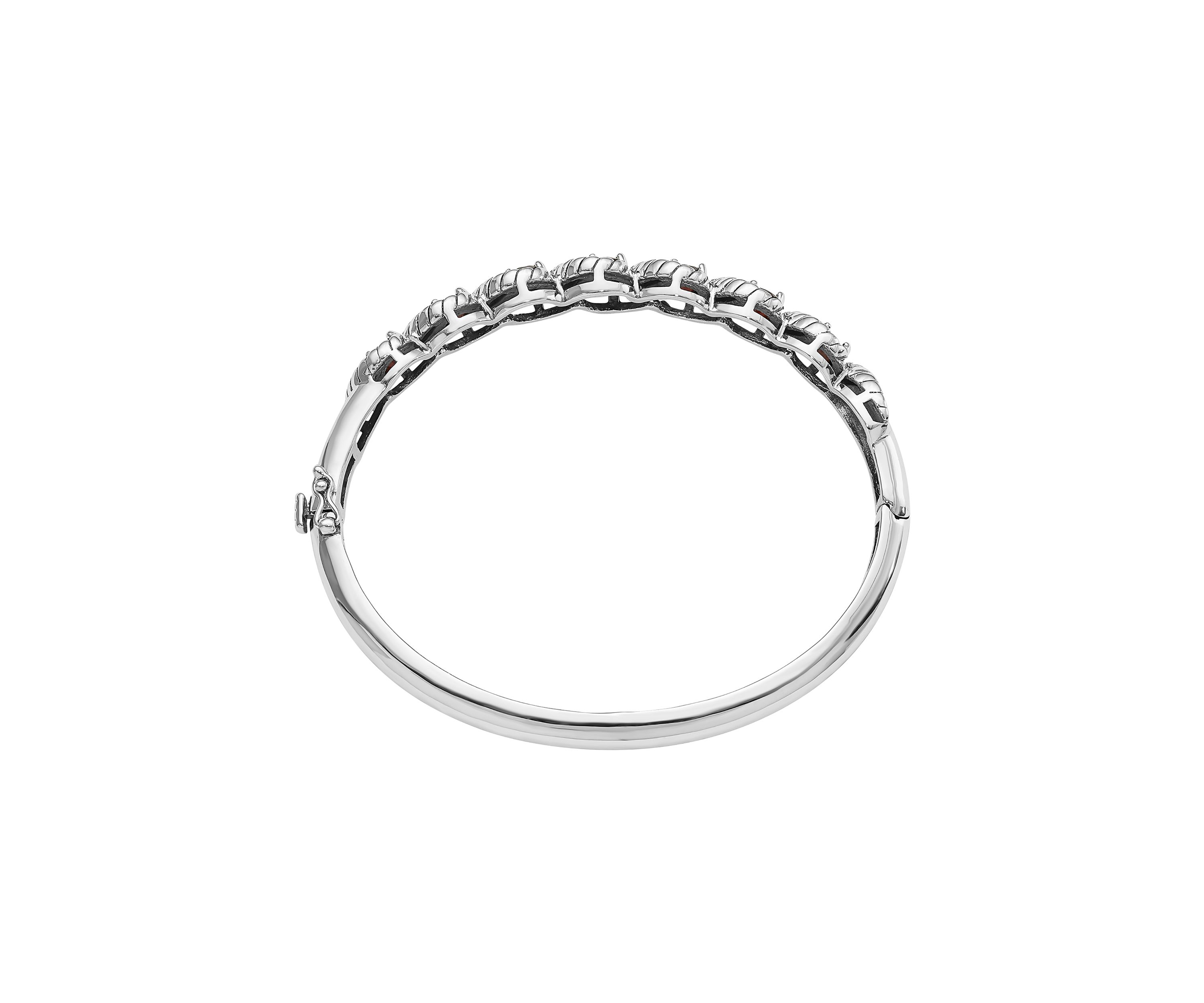 4.2 ct. t.w. Garnet Hinged Bangle in Rhodium-Plated Sterling Silver