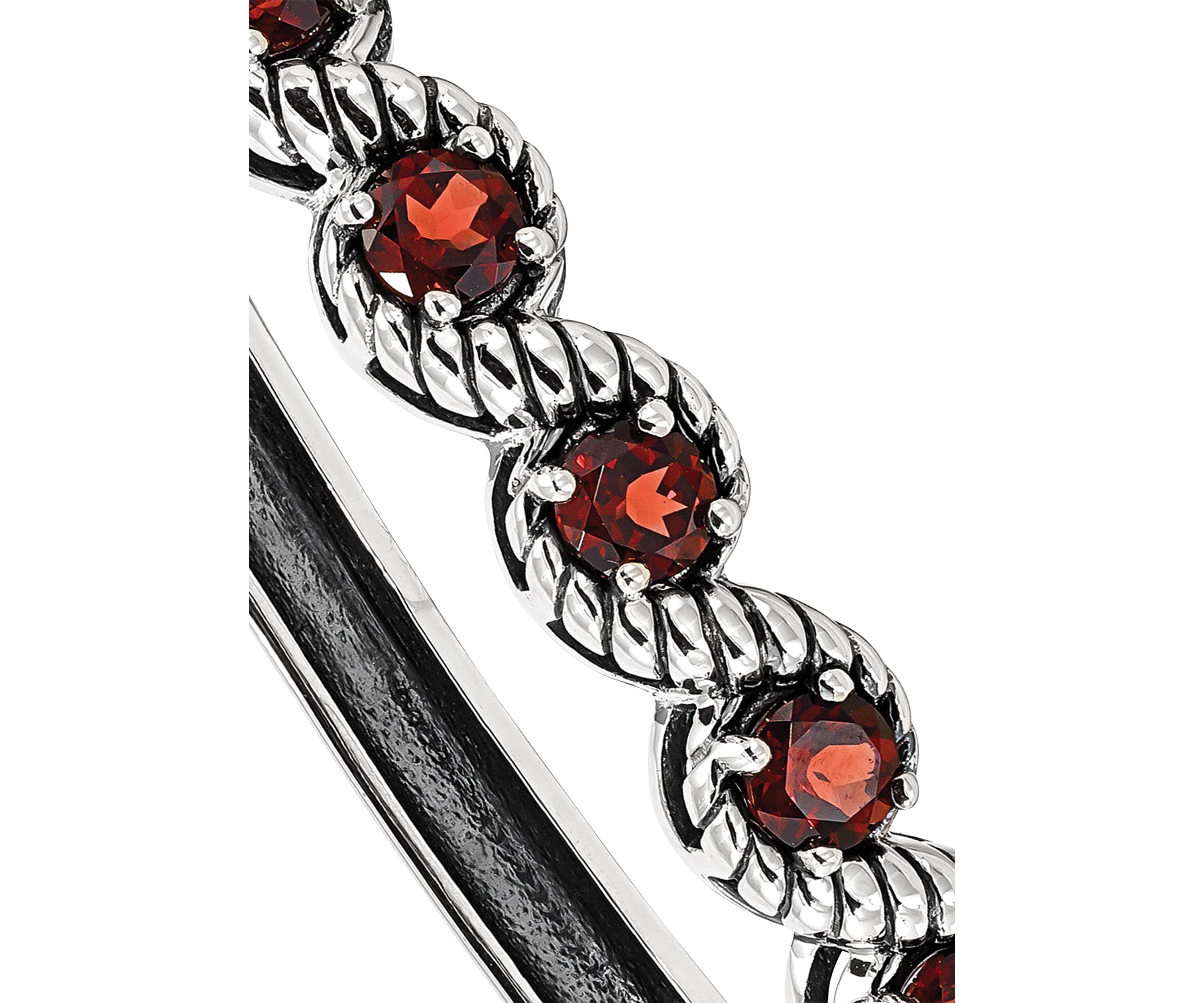 4.2 ct. t.w. Garnet Hinged Bangle in Rhodium-Plated Sterling Silver