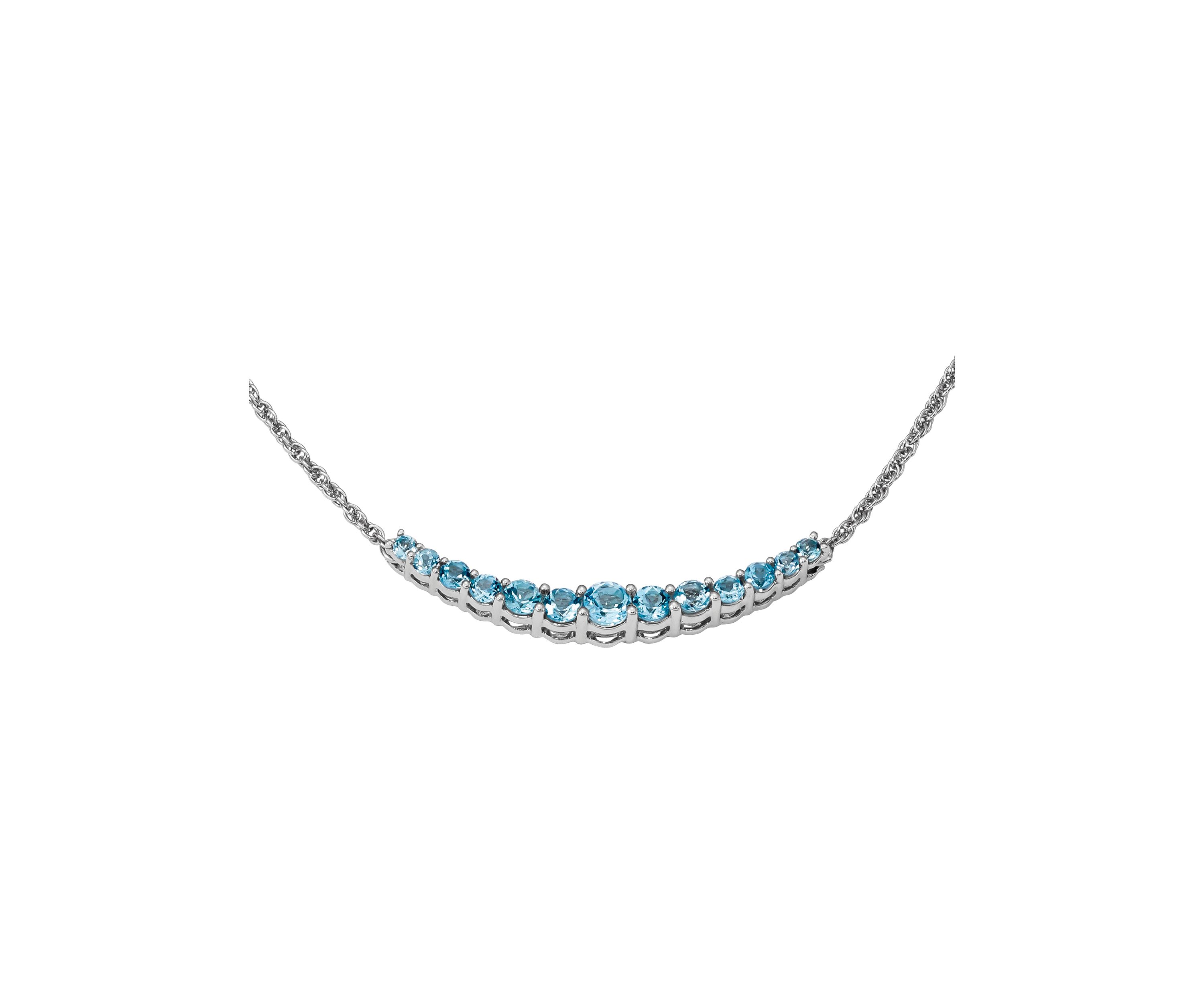 1 ct. t.w. Blue Topaz Pendant with Necklace in Rhodium-Plated Sterling Silver
