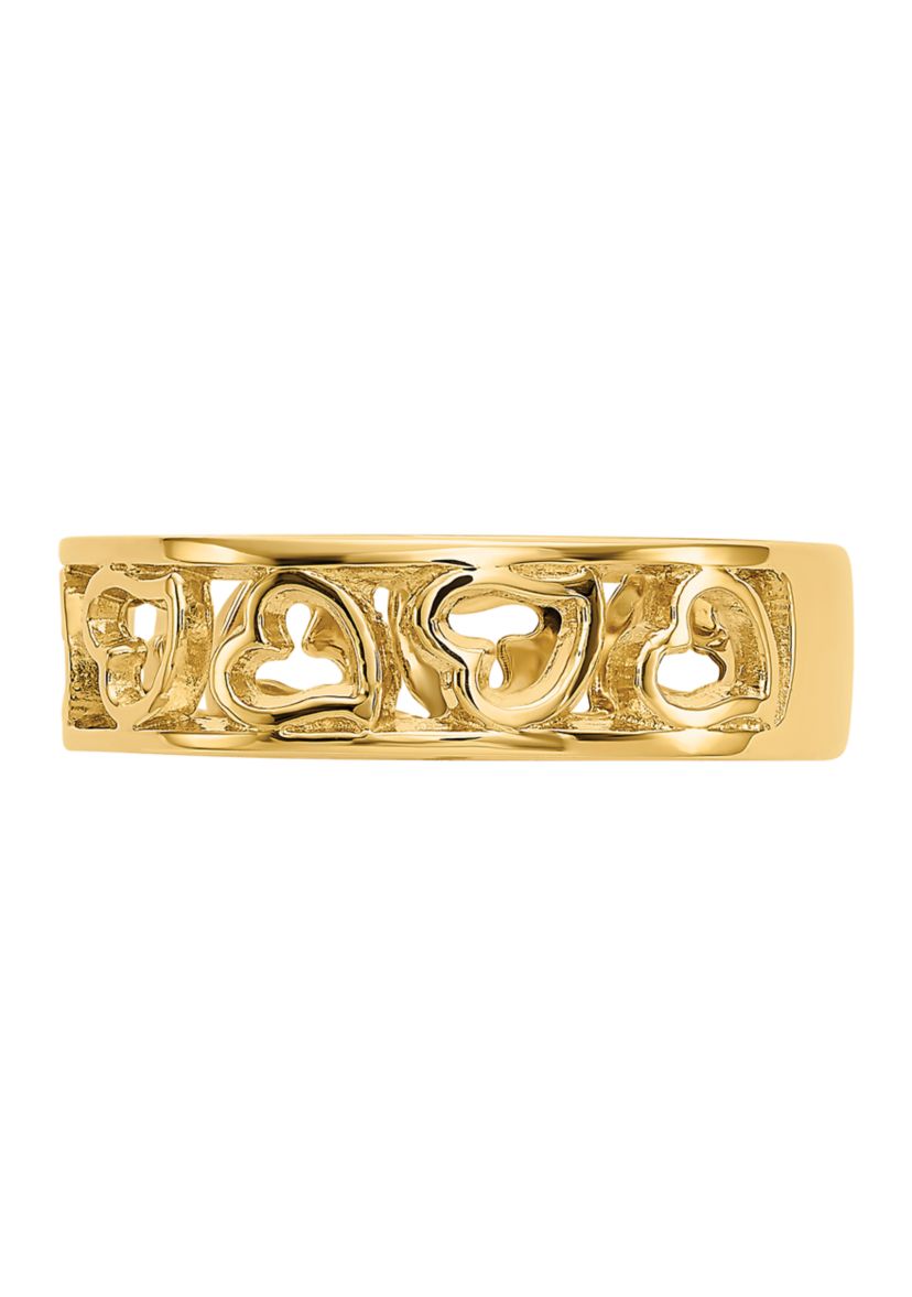 14K Yellow Gold Heart 5 Millimeter Ring