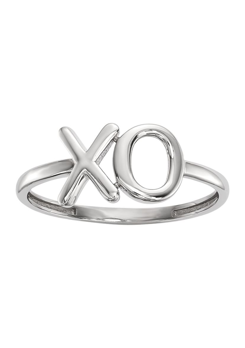 14K White Gold Polished X-O Ring