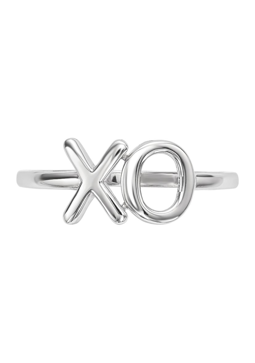 14K White Gold Polished X-O Ring