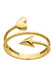 14K Yellow Gold Heart and Arrow Ring