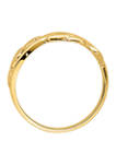 14K Yellow Gold Polished with X Design Heart Band