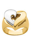 14K Two Tone Polished Heart Ring