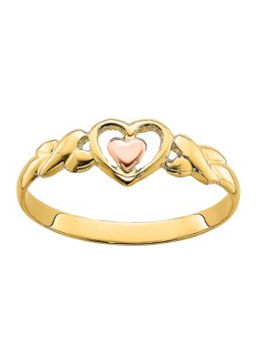 Belk & Co 14K Two-Tone Polished Hearts Ring, 5