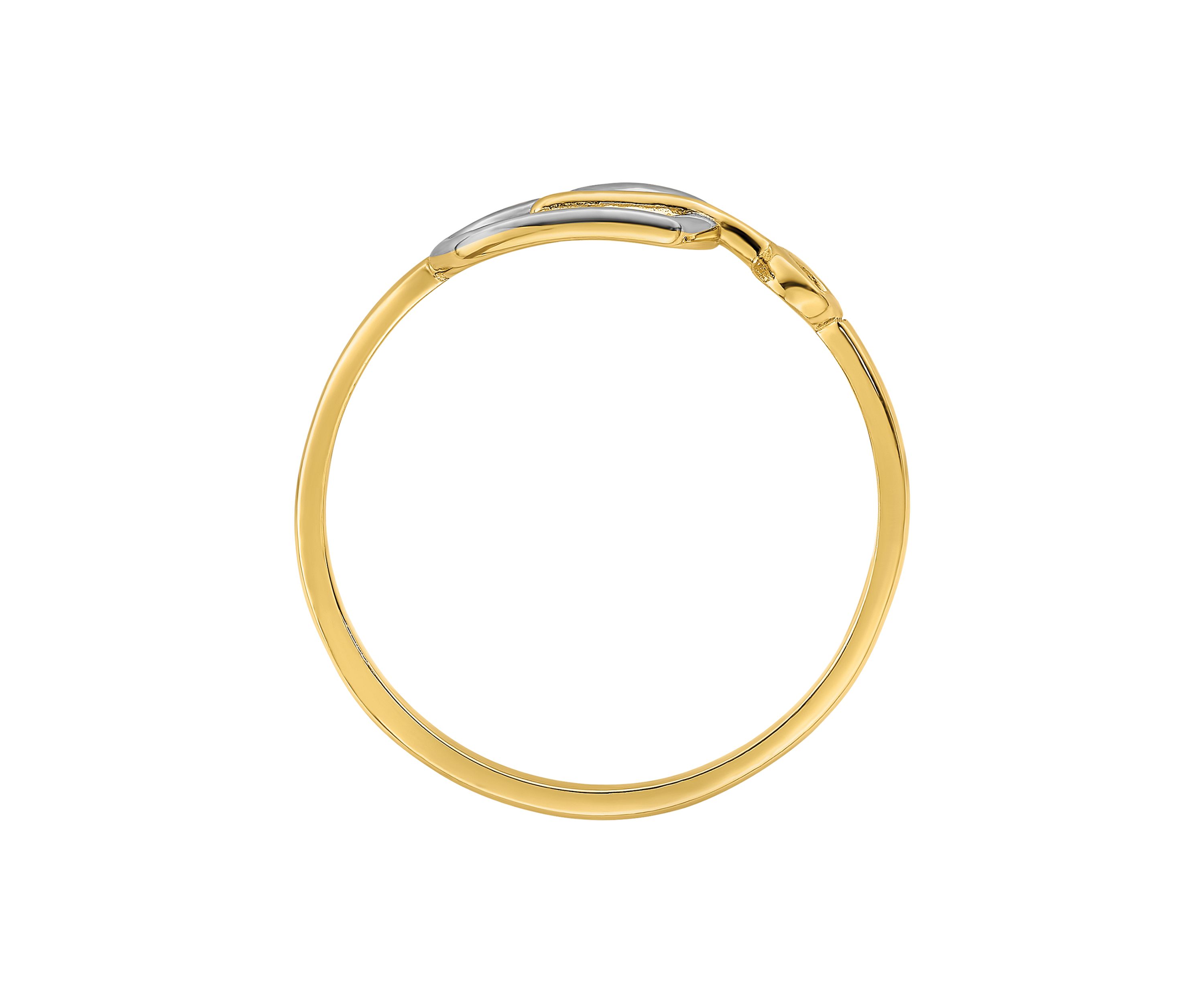 Rhodium-Plated Heart and Key Ring in 14K Yellow Gold 