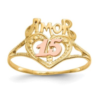 Belk & Co 14K Two-Tone Amor 15 Heart Ring, 7