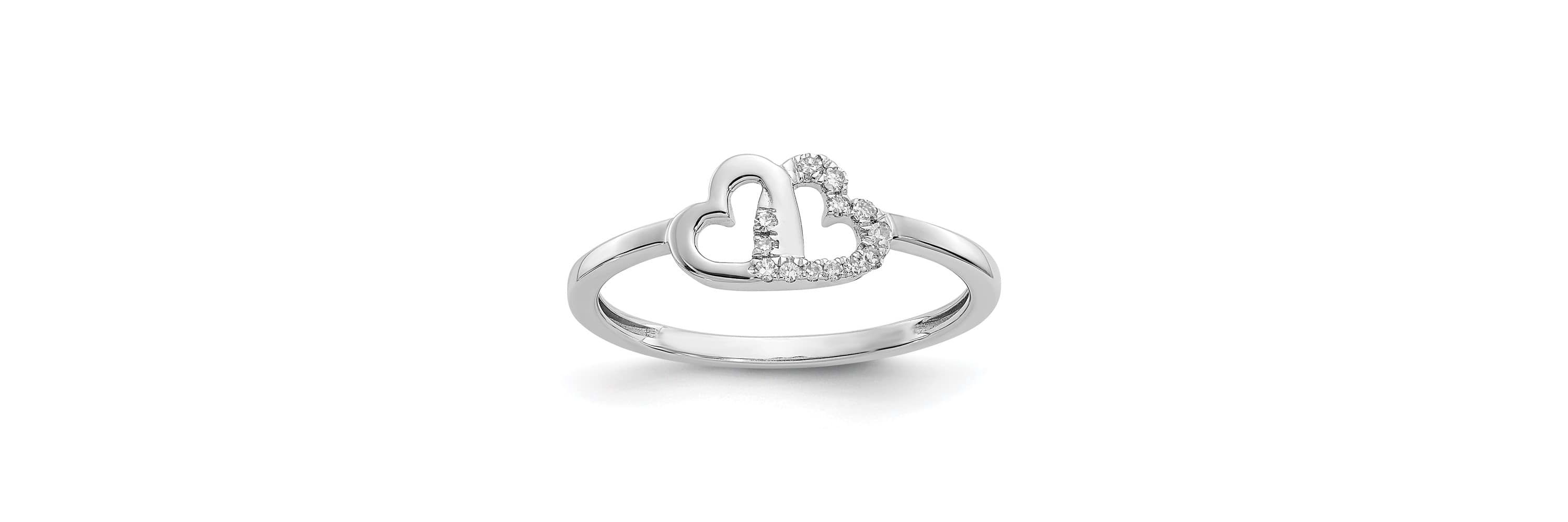 1/20 ct. t.w. Diamond Double Heart Ring in 14K White Gold