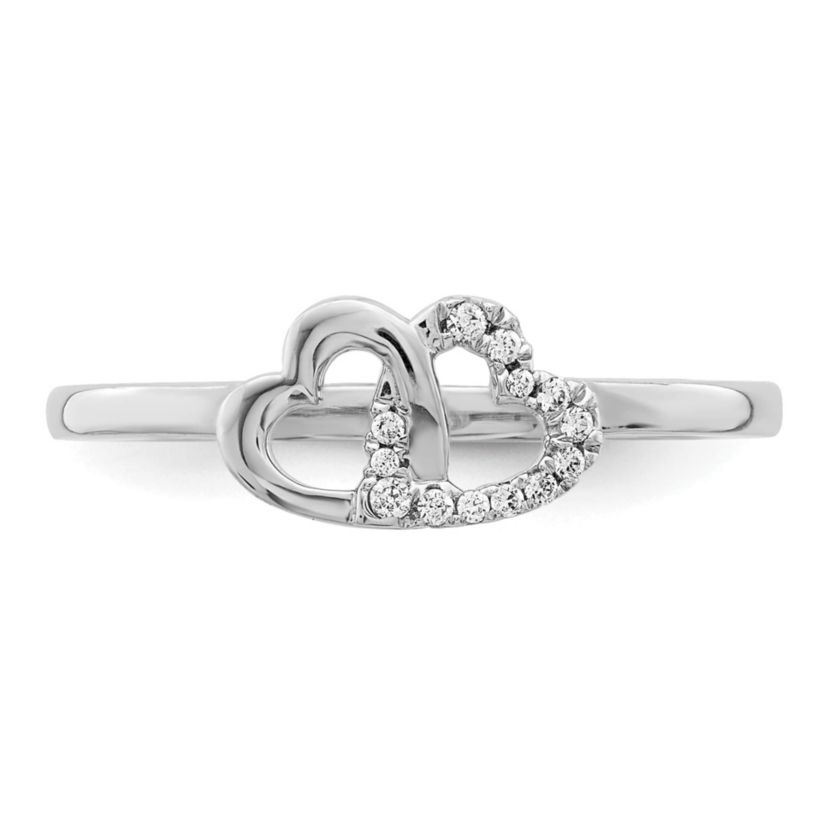 1/20 ct. t.w. Diamond Double Heart Ring in 14K White Gold