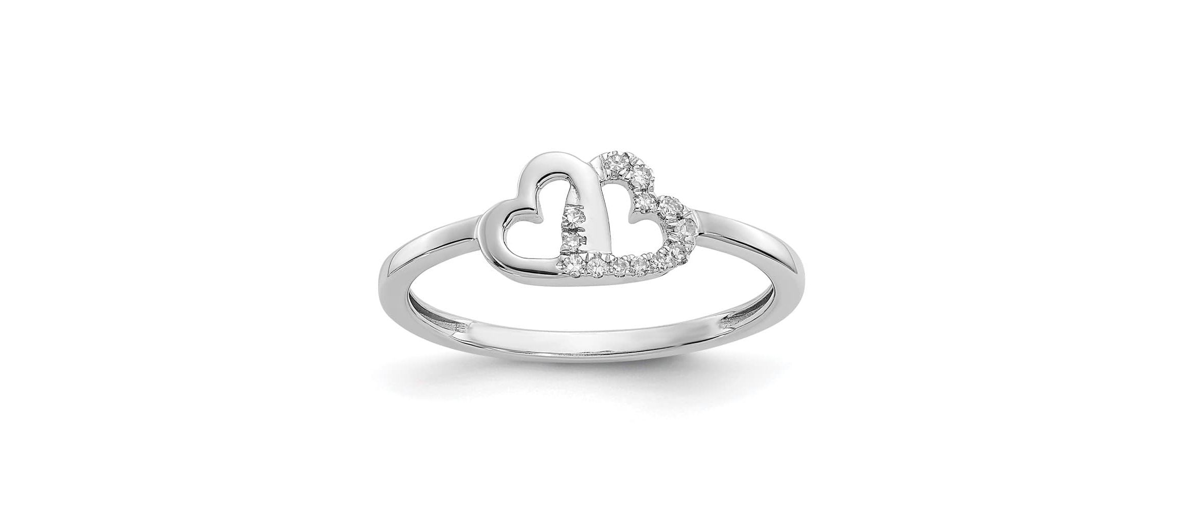 1/20 ct. t.w. Diamond Double Heart Ring in 14K White Gold