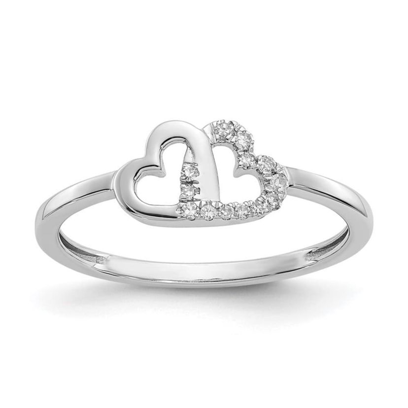1/20 ct. t.w. Diamond Double Heart Ring in 14K White Gold